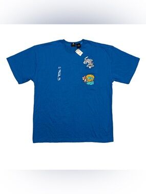 Vintage 1997 Cartoon Network Tom and Jerry Embroidered Pocket T-Shirt Blue Large